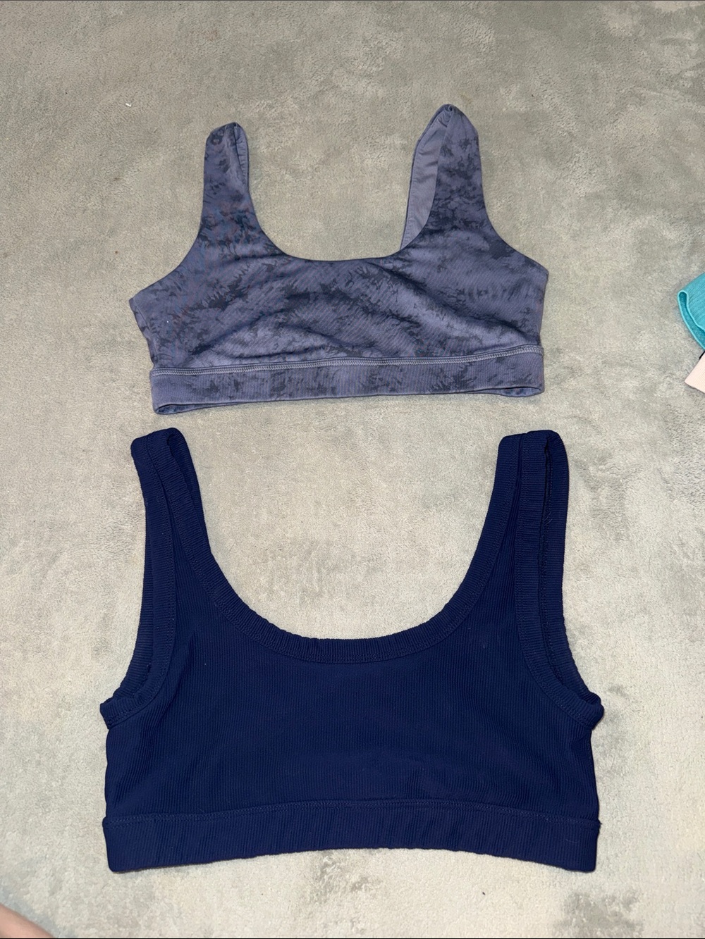 Glyder Women’s Ribbed Scoop Bralette - 2 set Navy and Dusty Blue